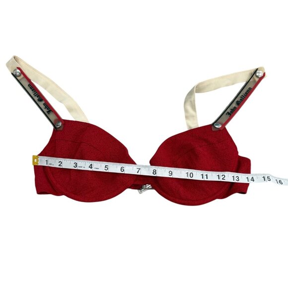 John Galliano Bikini Top Underwire Red Textured Womens Size 46 IT / Large US - Picture 5 of 6